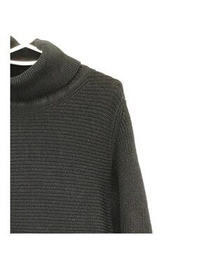 Michael Kors Black Cowl Neck Textured Knit Sweater Fringe Hem M